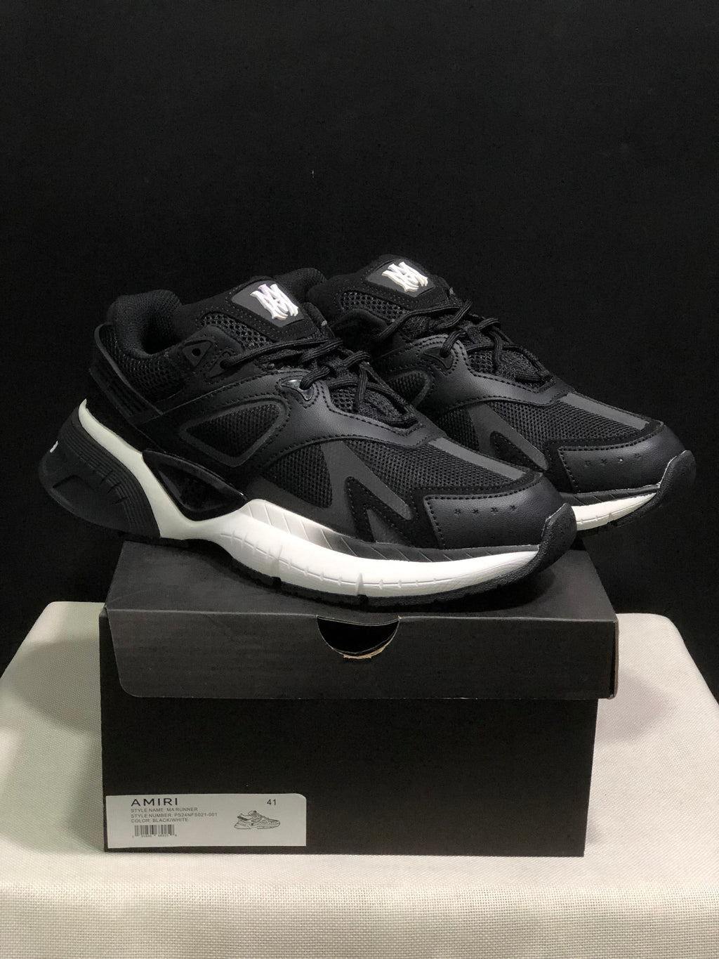 AMIRI MA Runner Leather Sneakers Black and White