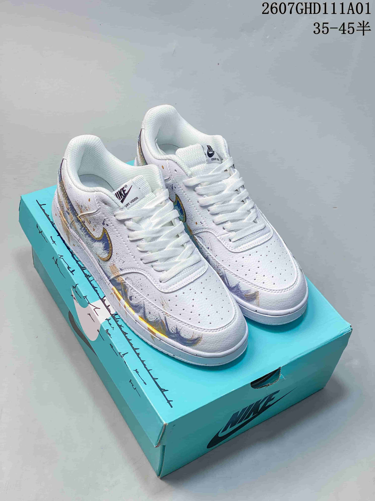 Nike Court Vision Low DIY Custom White Sneakers