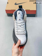 Jordan Air Jordan 12 Retro High-Top Basketball Shoes, White and Black