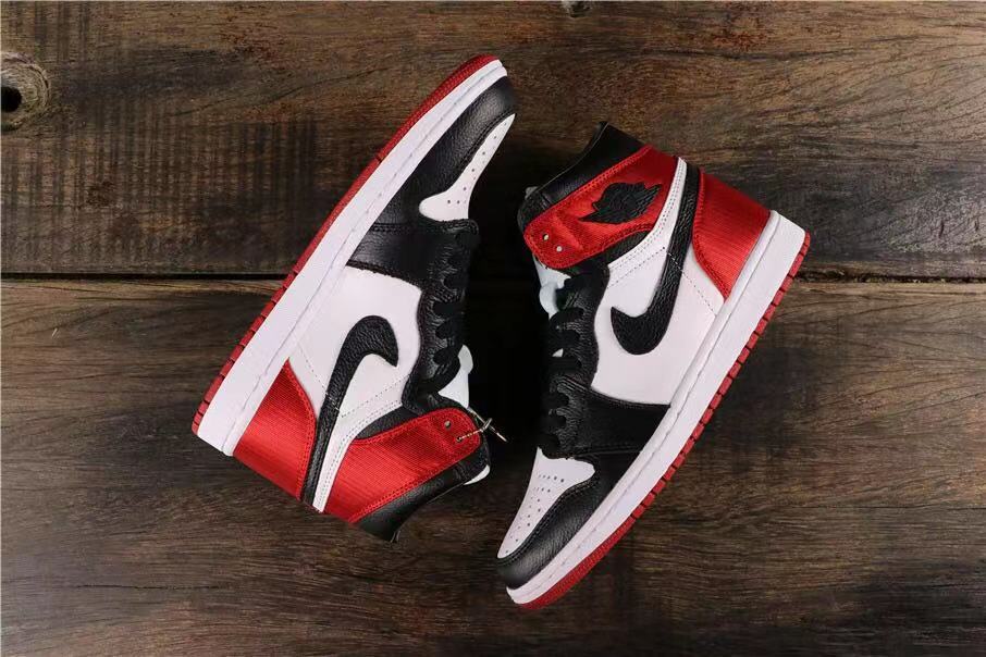 Air Jordan 1 Satin Black Toe High-Top Sneakers