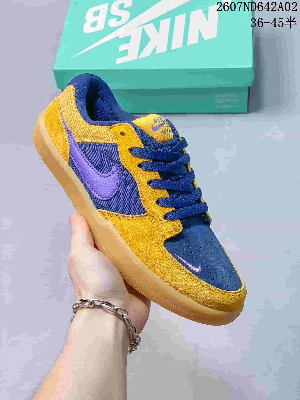 Nike SB Force 58 Low-Top Skate Shoes, Yellow and Blue