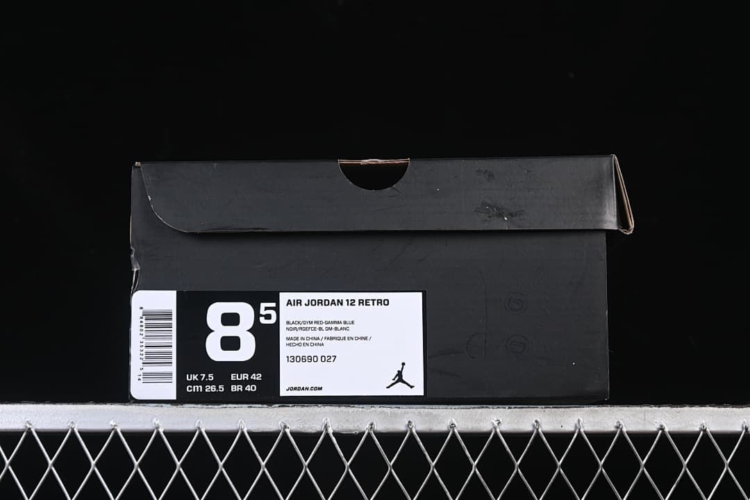 Jordan Air Jordan 12 Retro Black and Gamma Blue High-Top Sneakers
