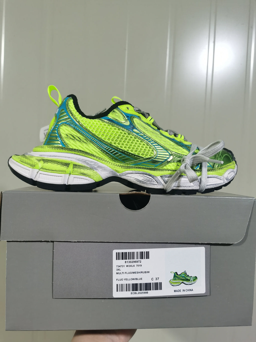 Nike 7019 Mesh Sneakers Fluorescent Yellow and Blue