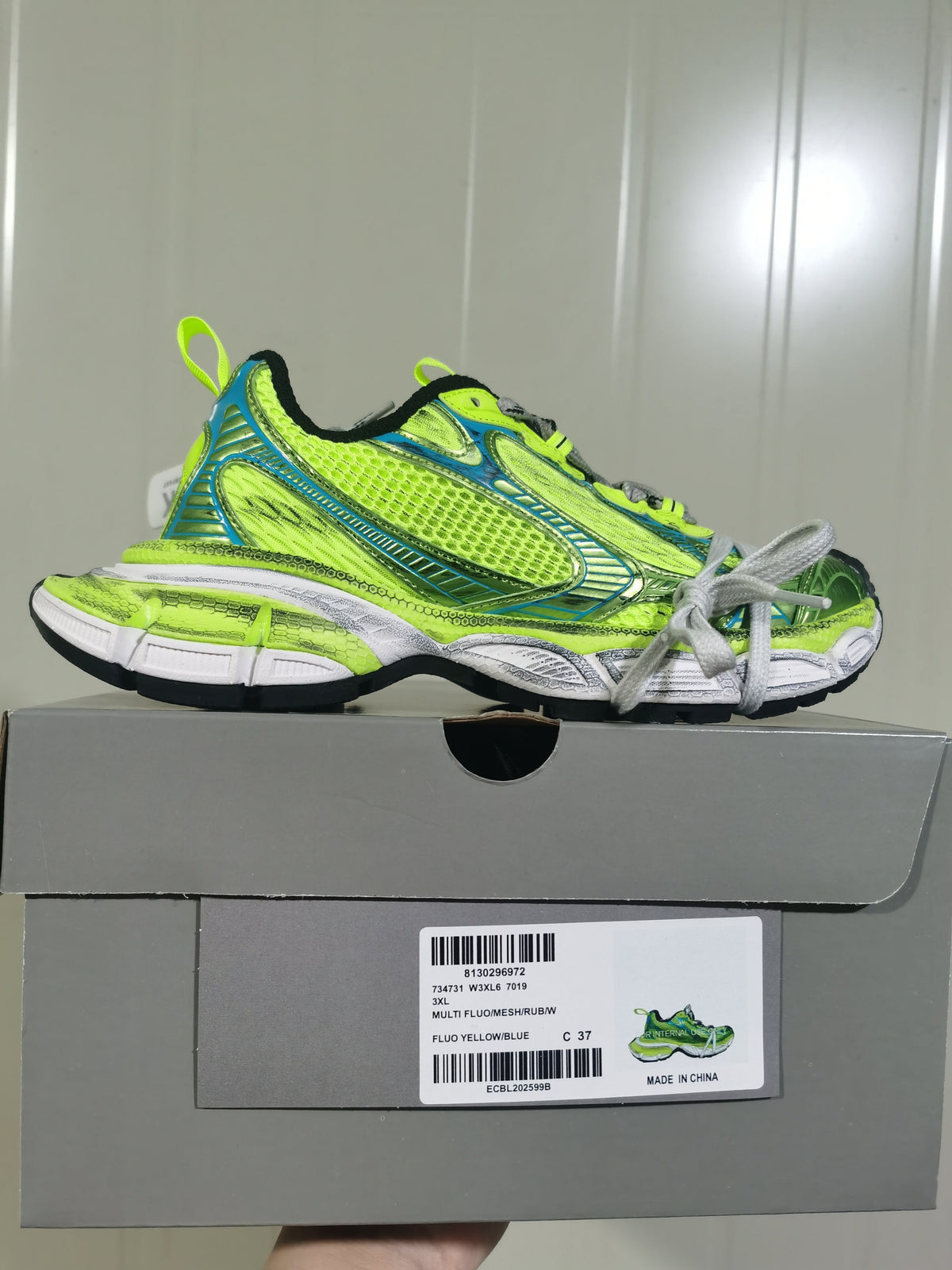 Nike 7019 Mesh Sneakers Fluorescent Yellow and Blue