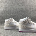 Jordan 1 Mid Grey White Fuchsia High-Top Sneakers