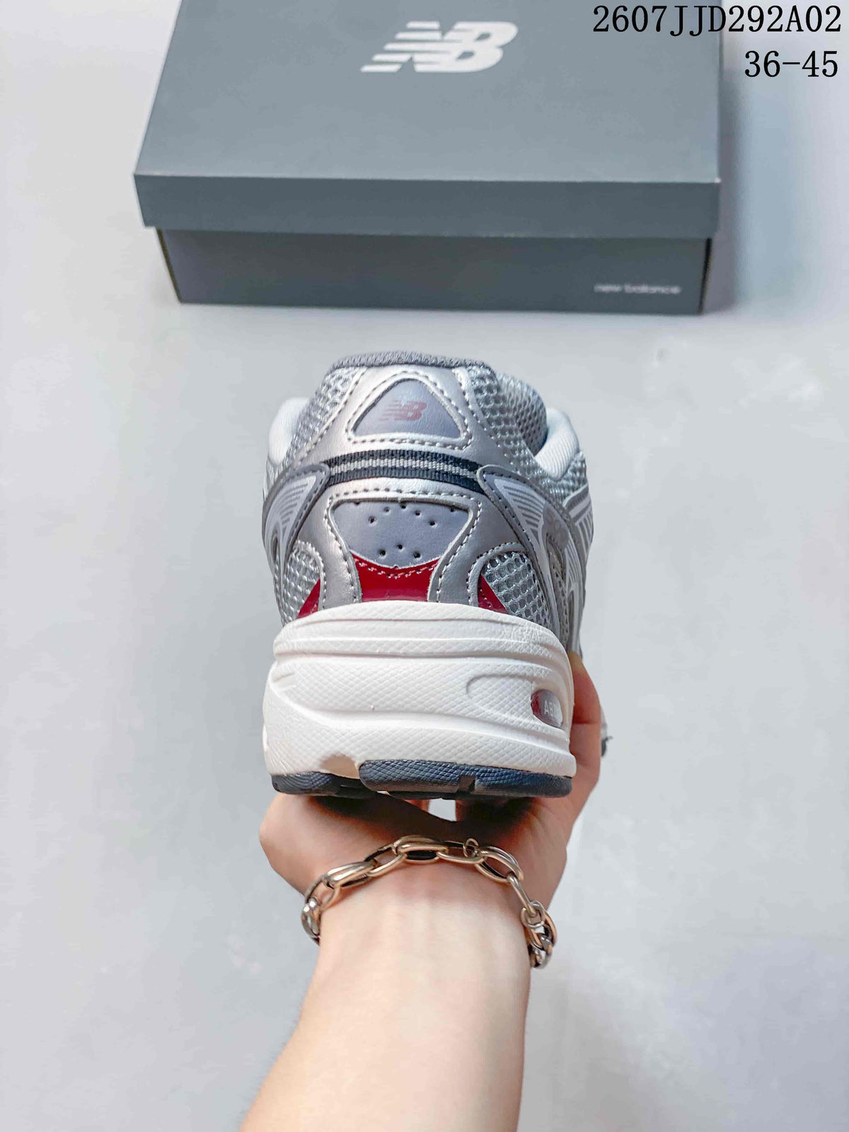 New Balance 509 Gray White Red Retro Sneakers 2607JJD292A02