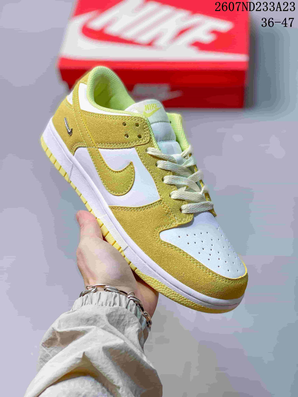 Nike SB Dunk Low Pro Sneakers Yellow and White