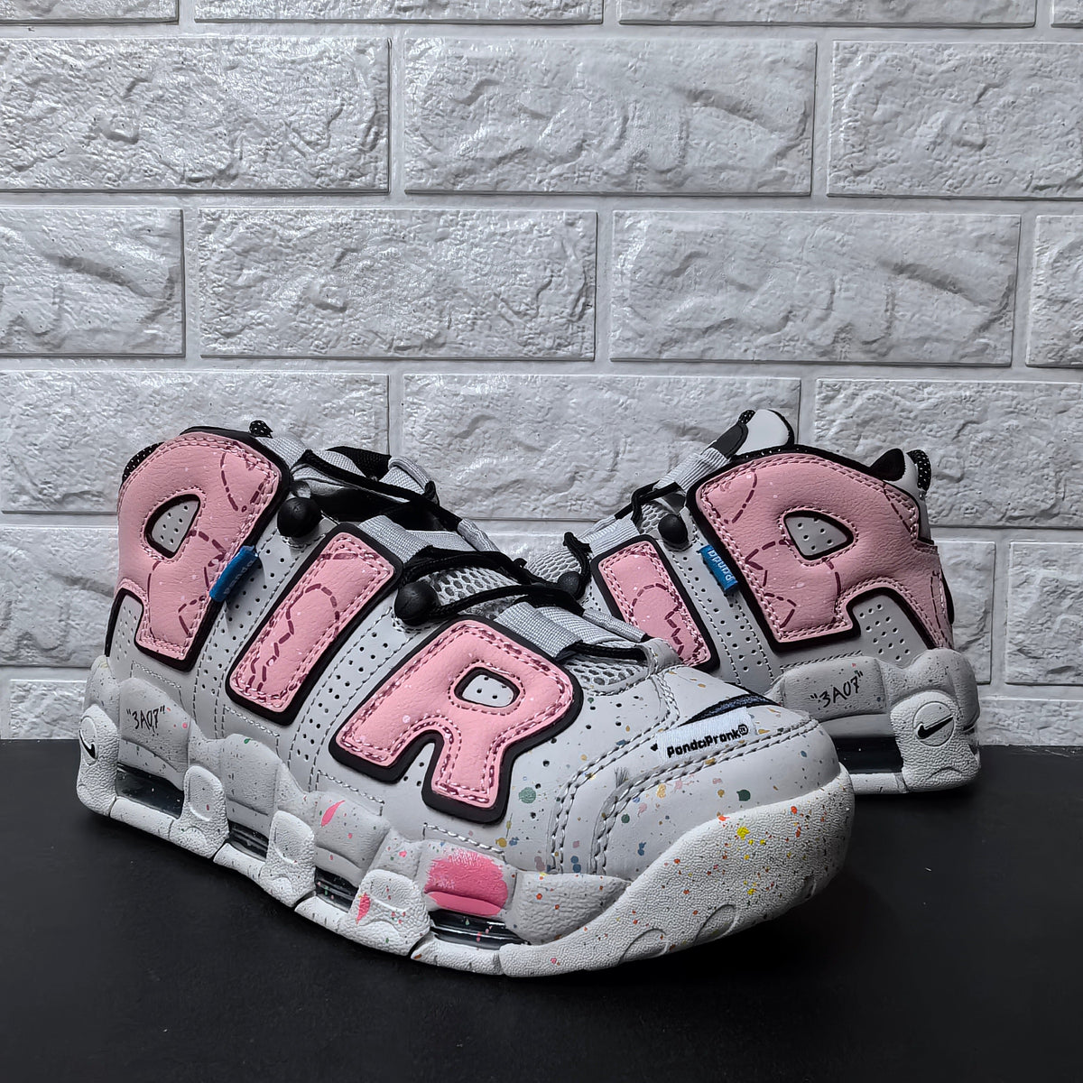 Nike Air More Uptempo Sneakers in Pink and Grey