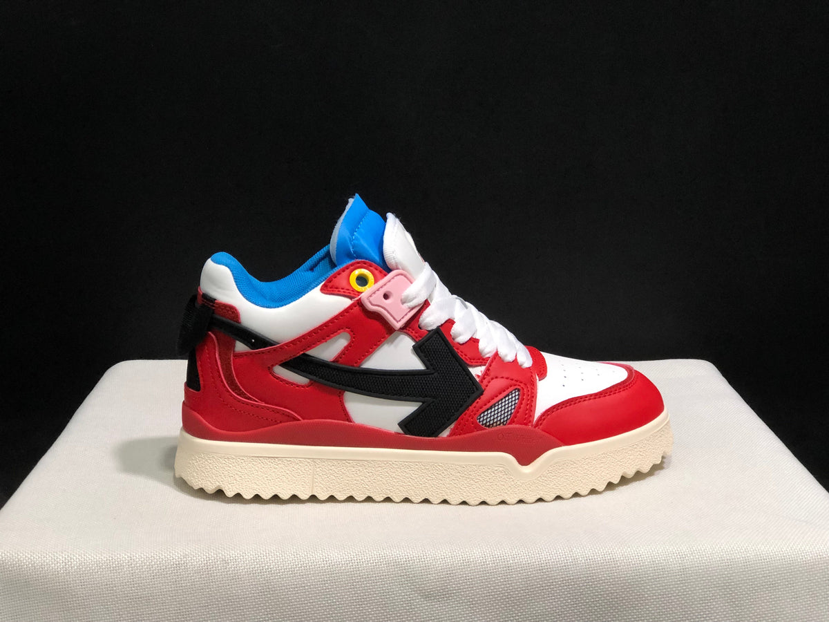 Off-White Red White Blue High-Top Sneakers