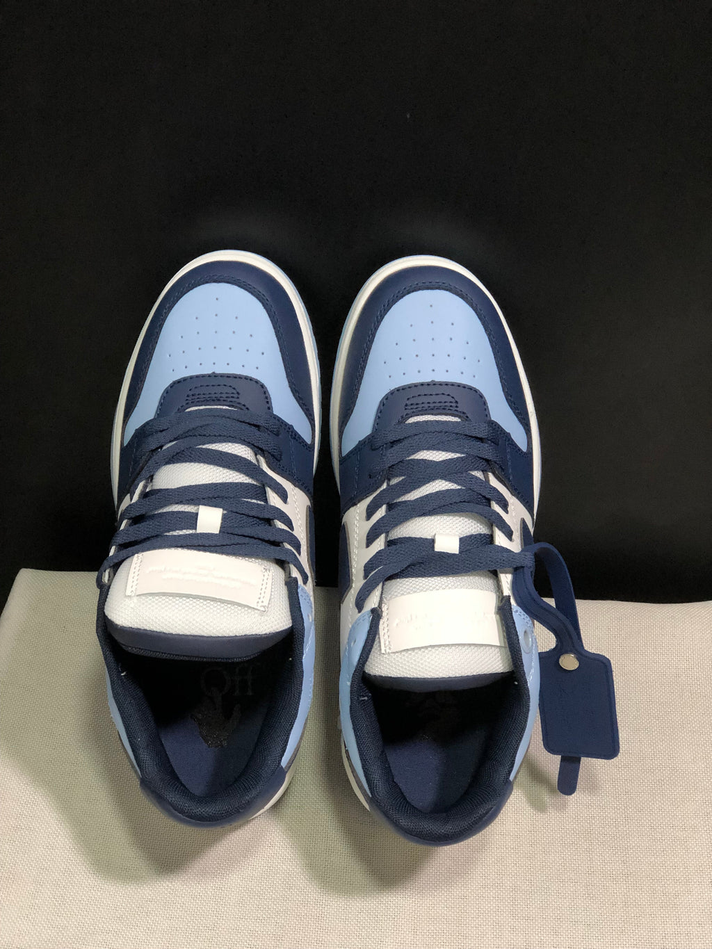 OFF-WHITE Out Of Office Low-Top Sneakers Navy Blue and White