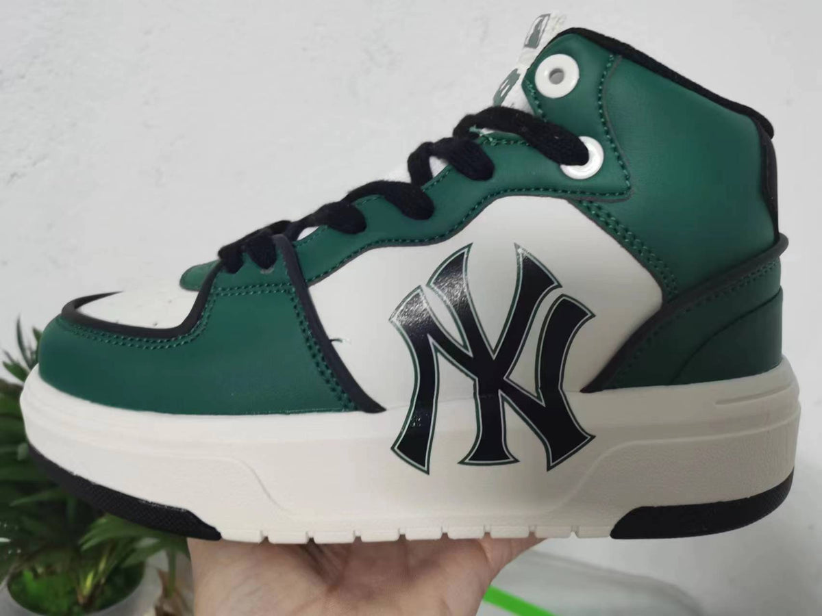 MLB Green and White High-Top Sneakers with NY Logo
