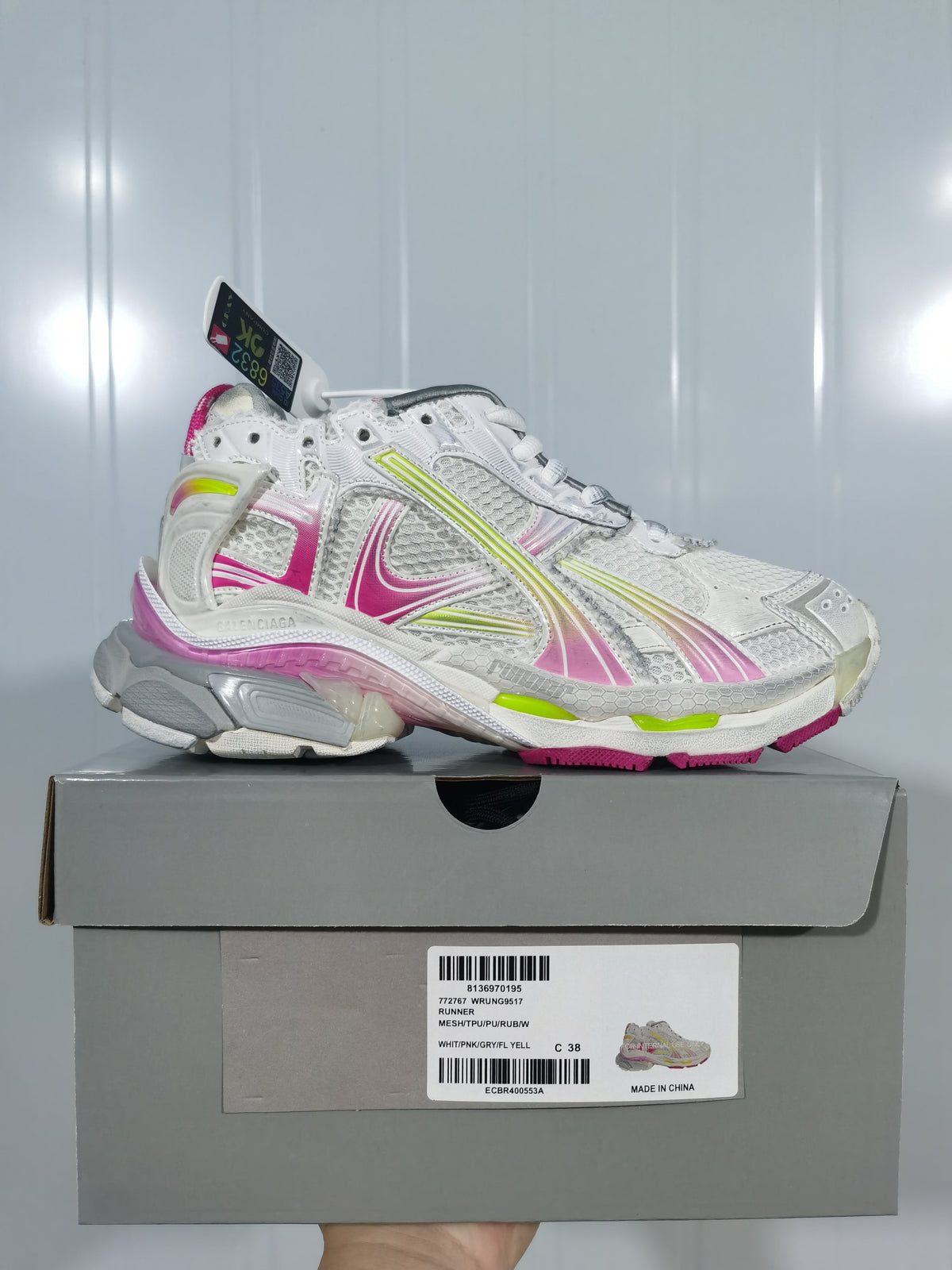 Balenciaga Runner Sneakers White Pink Neon Green