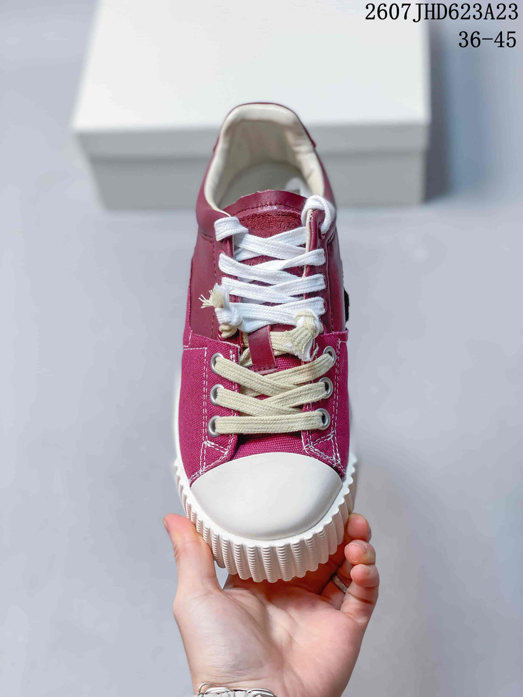 Maison Martin Margiela Burgundy Canvas and Leather Sneakers 2607JHD623A23