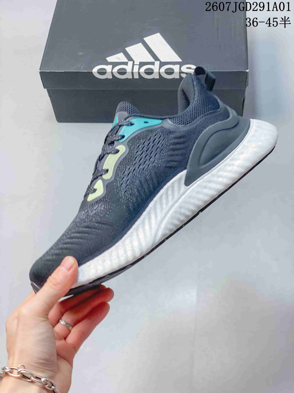 adidas AlphaBounce Beyond Running Shoes, Navy and Teal