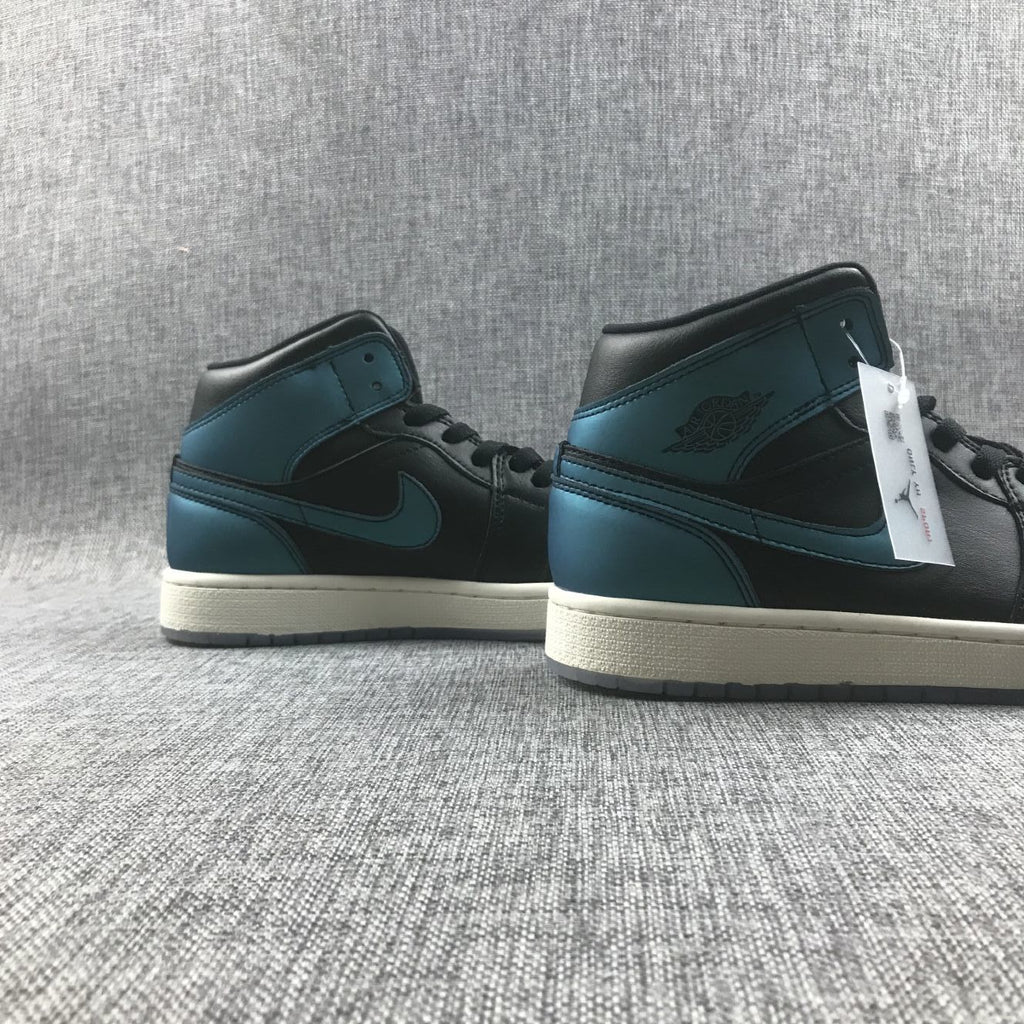 Air Jordan 1 Mid BQ6472-009 Black and Turquoise Sneakers