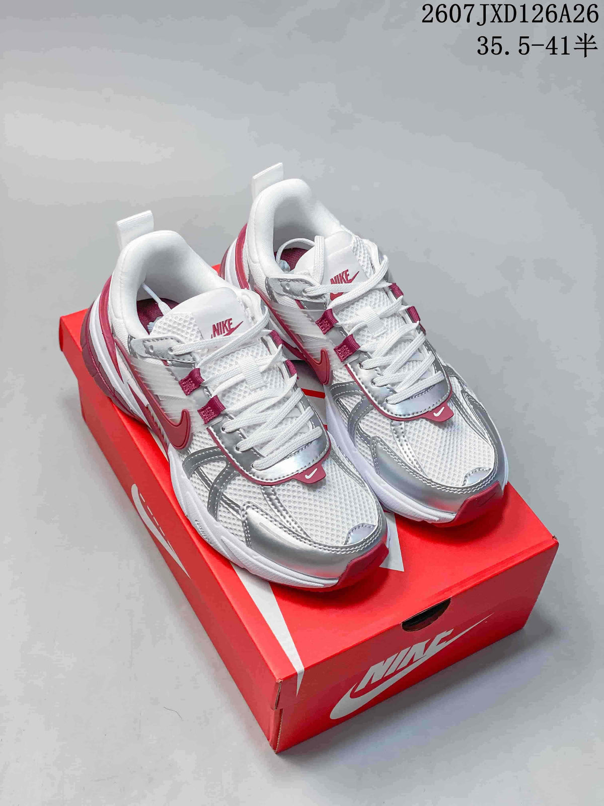 Nike V2K Run Sneakers White Silver Red