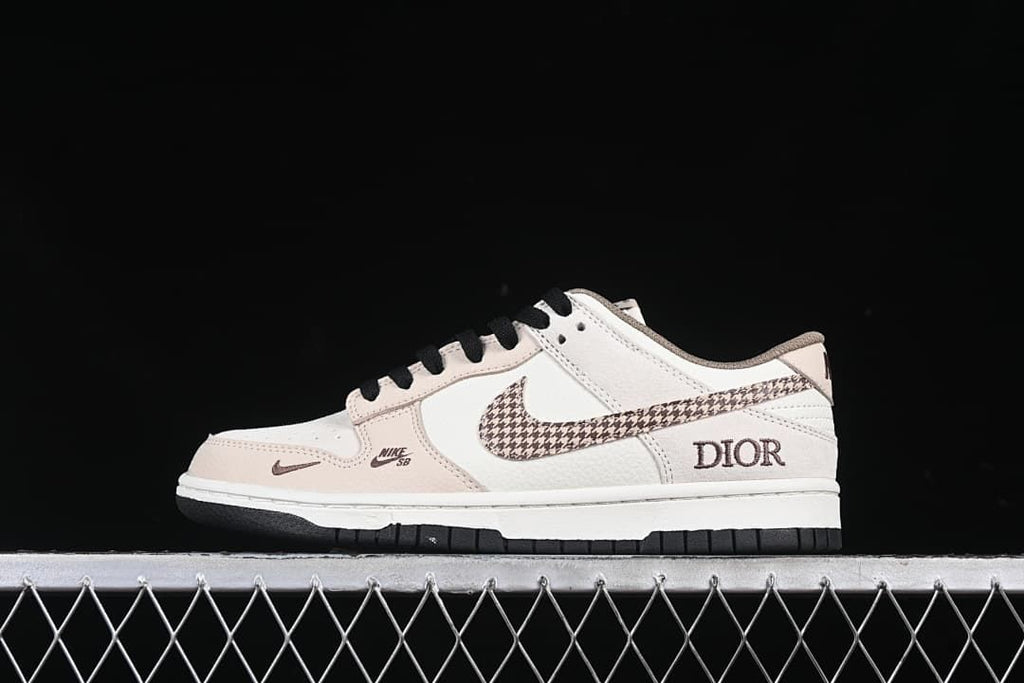Nike SB Dunk Low Cream Houndstooth Swoosh Sneakers