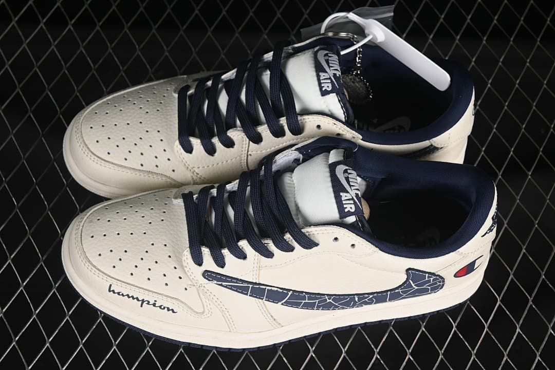 Jordan 1 Low OG SP Cream and Navy Sneakers