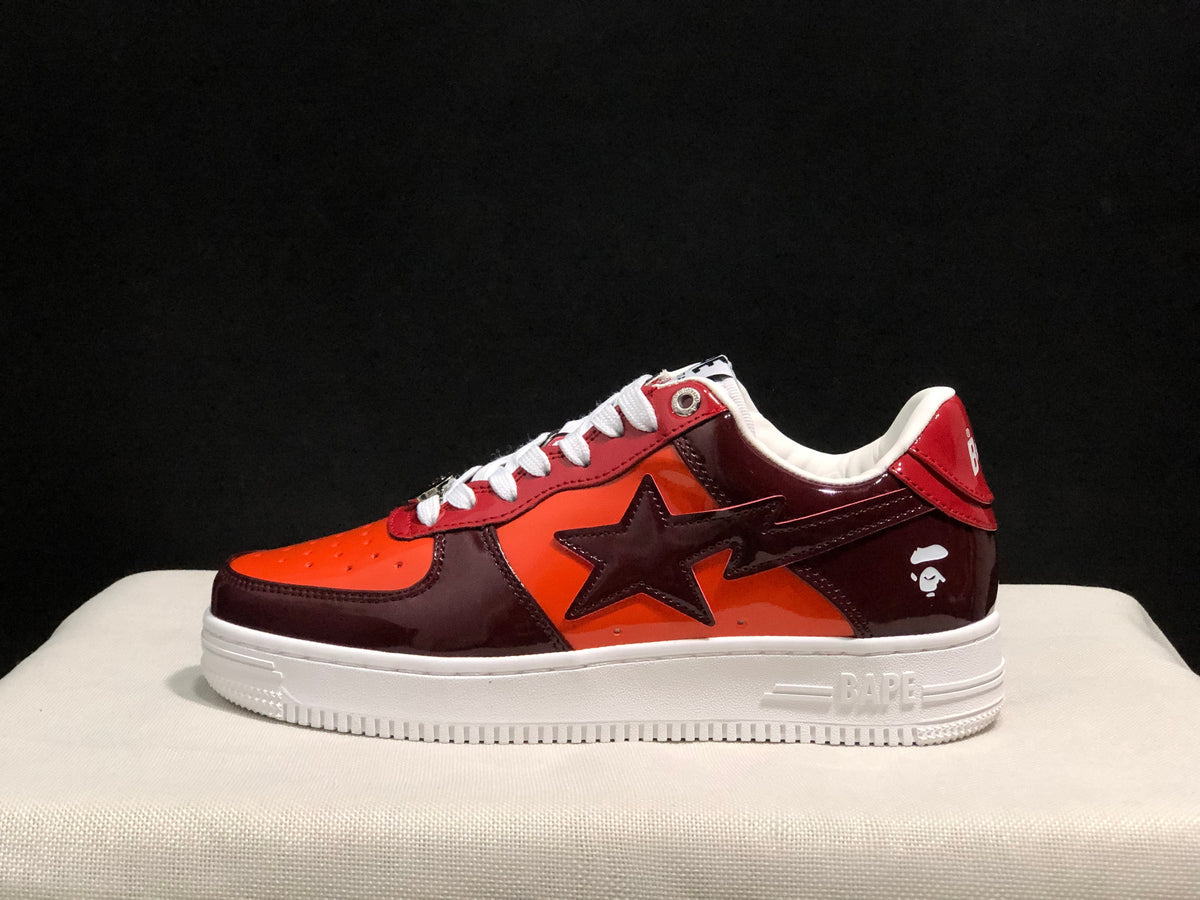 Bape Sta Low-Top Sneakers Burgundy and Orange