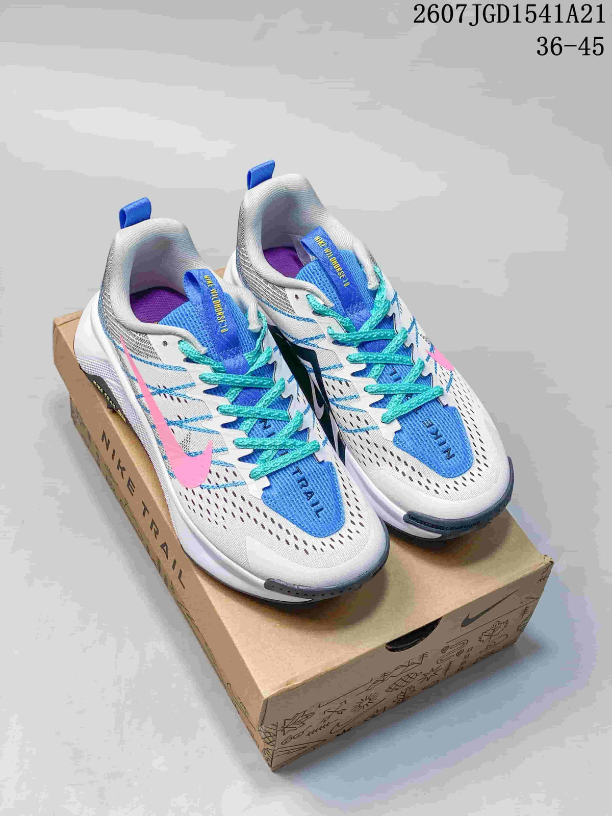 Nike ReactX Wildhorse 10 Trail Shoes White Blue Pink