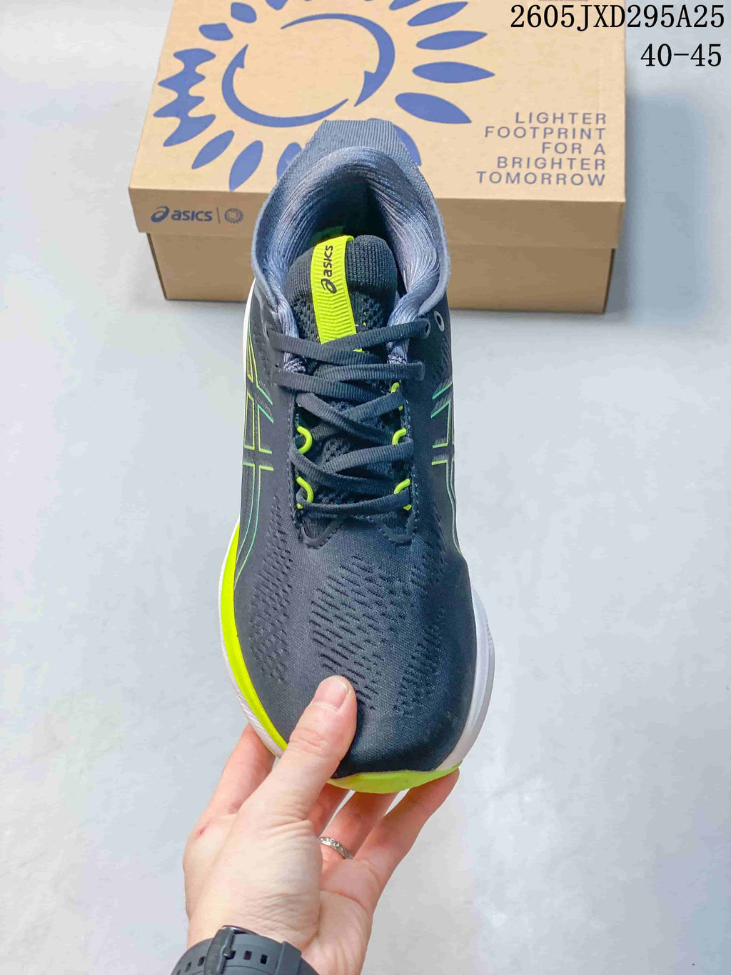 ASICS Running Shoes, Dark Gray and Lime Green