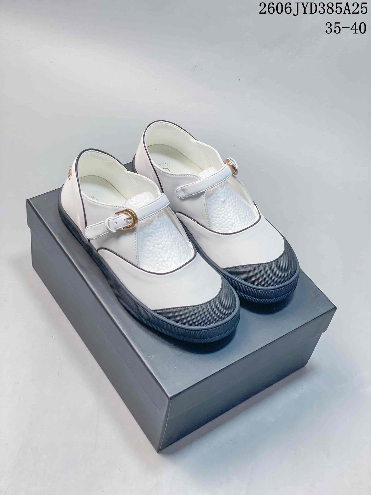 CHANEL Coco Beach 26M Mary Jane Flats, Black and White