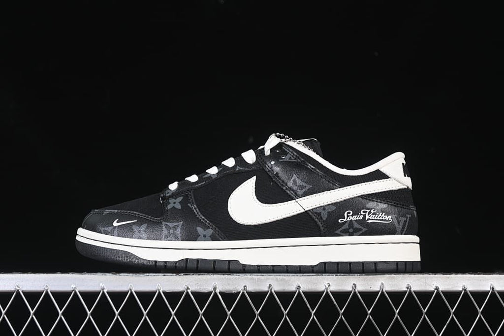 Nike SB Dunk Low Black and White Monogram-Print Sneakers