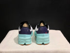 On Cloudmonster Running Shoes in White and Aqua