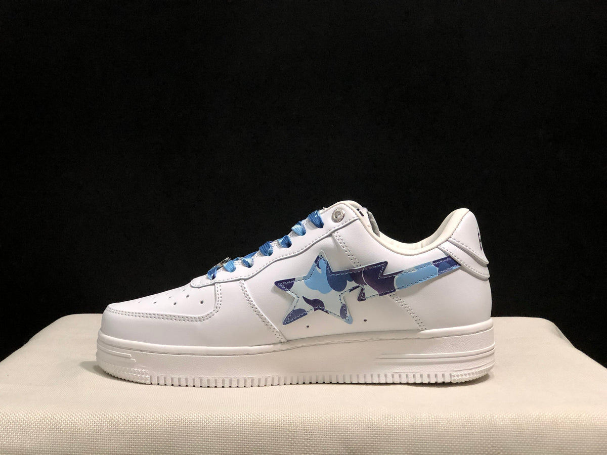 BAPE STA Low-Top Sneakers White Blue Camouflage