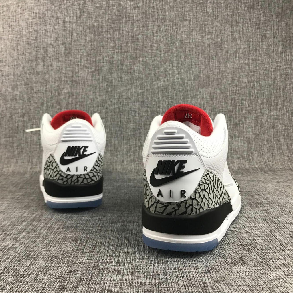 Jordan Air Jordan 3 White Cement Sneakers with Translucent Blue Sole