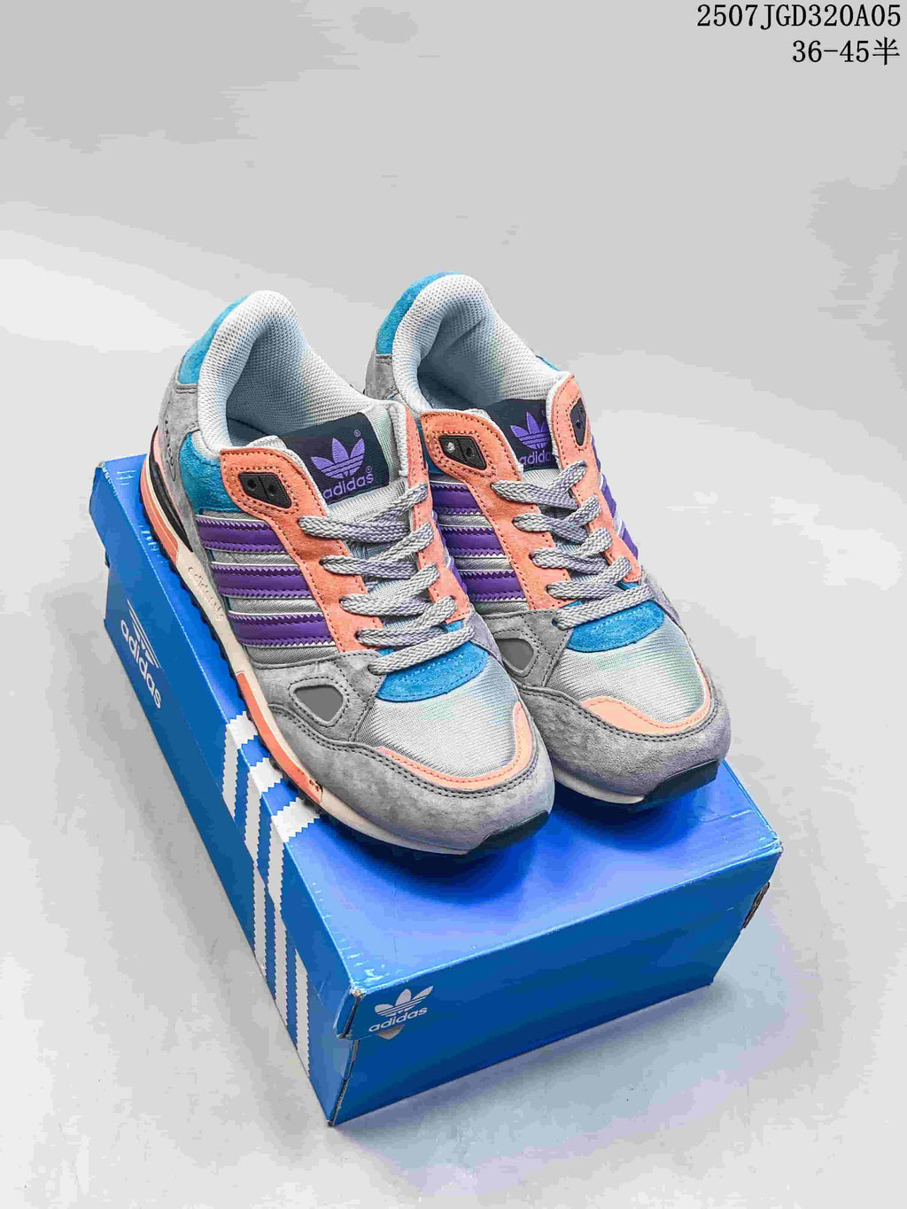 adidas ZX 750 Retro Sneakers in Gray, Purple and Coral