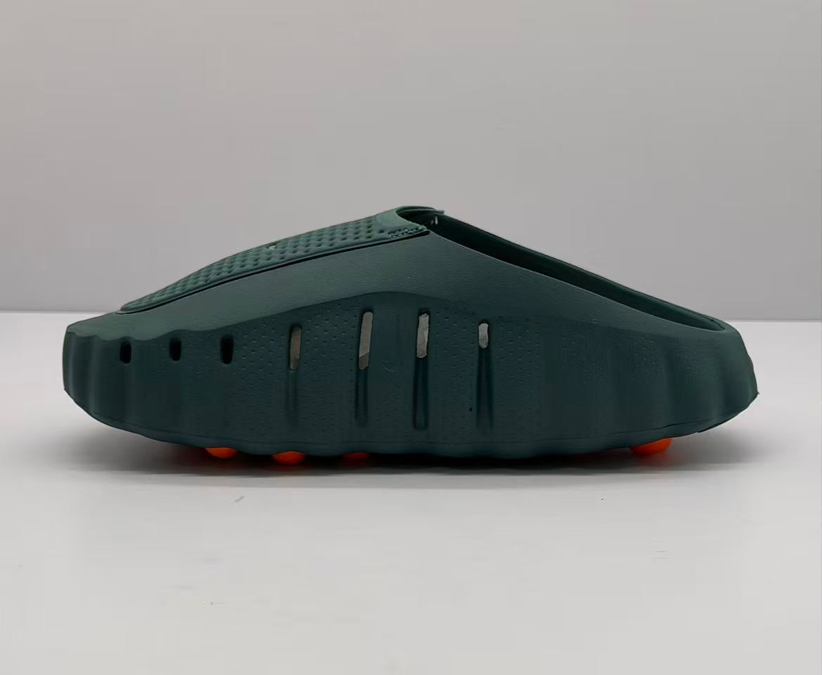 Nike Dark Green Slides with Orange Sole Details