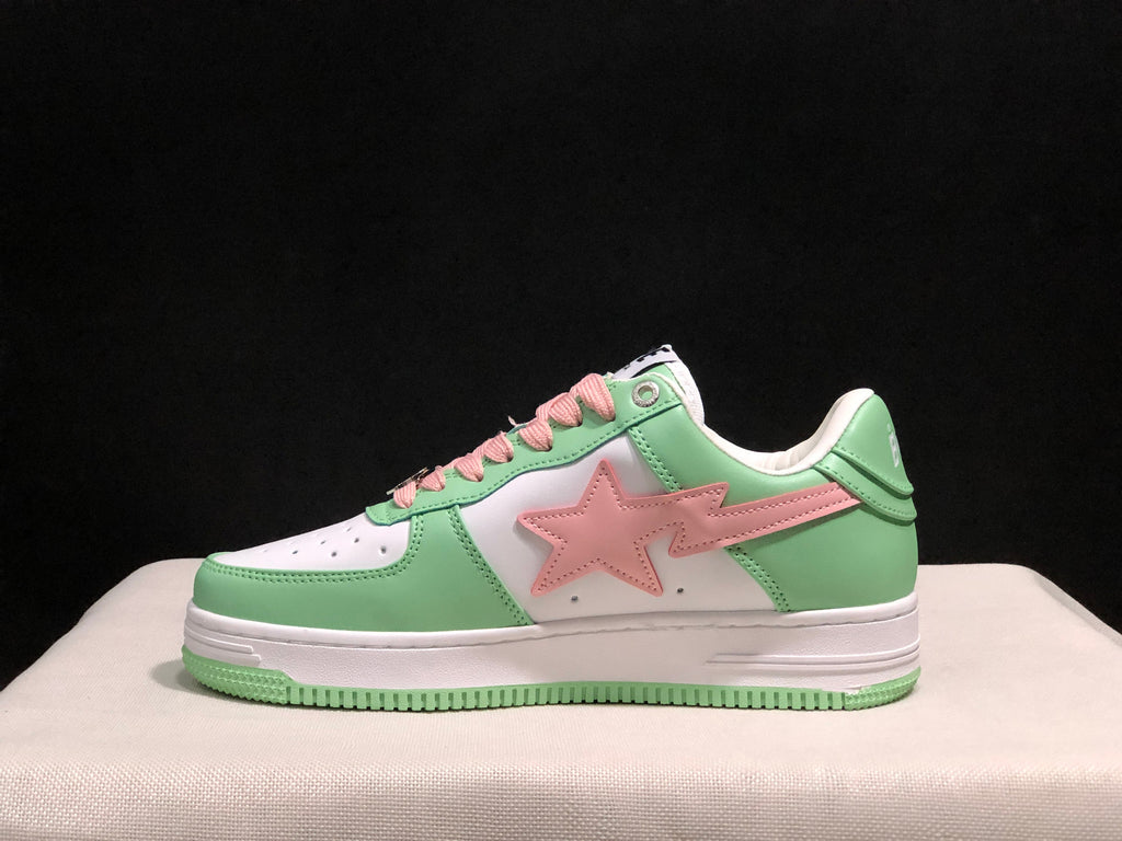 BAPE Bape Sta Low-Top Sneakers Mint Green and Pink