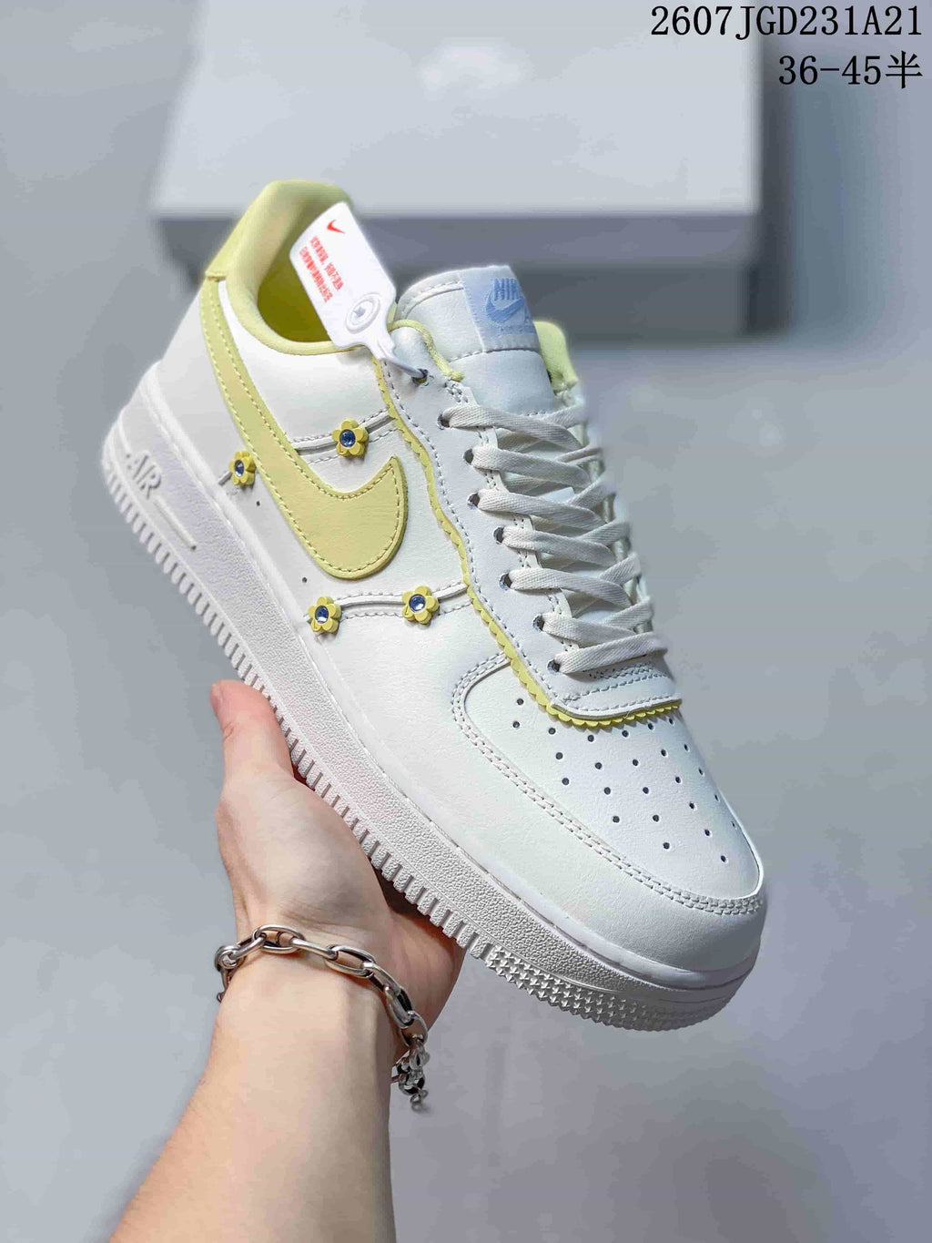 Nike Air Force 1 Low White Yellow Sneakers 2607TGD231A21