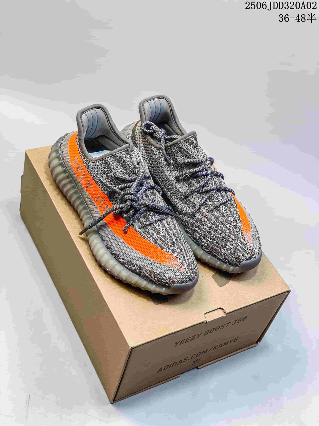 Adidas Yeezy Boost 350 Sneakers Grey with Orange Stripe