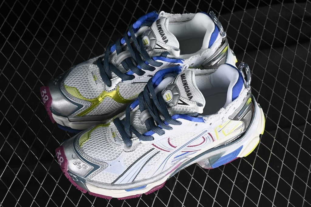 Balenciaga Runner 7.0 Sneakers in White, Blue and Yellow