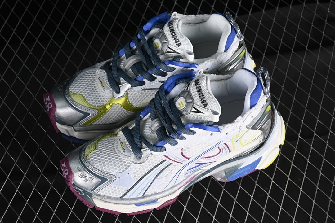 Balenciaga Runner 7.0 Sneakers in White, Blue and Yellow