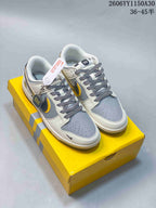 Nike SB Dunk Low x Louis Vuitton-Style Sneakers, Gray and White