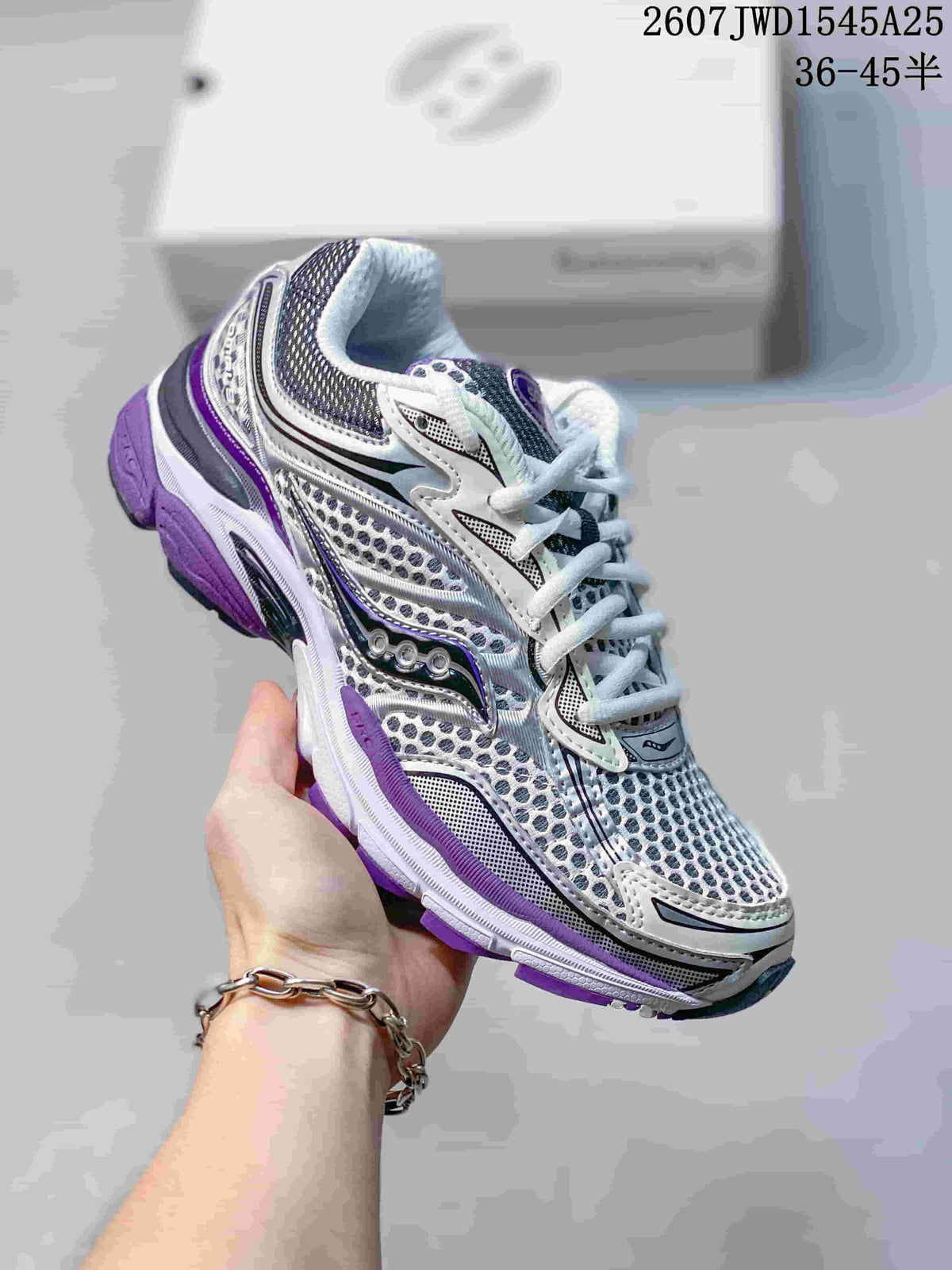 Saucony Pro Grid Omni 9 White Purple Running Sneakers