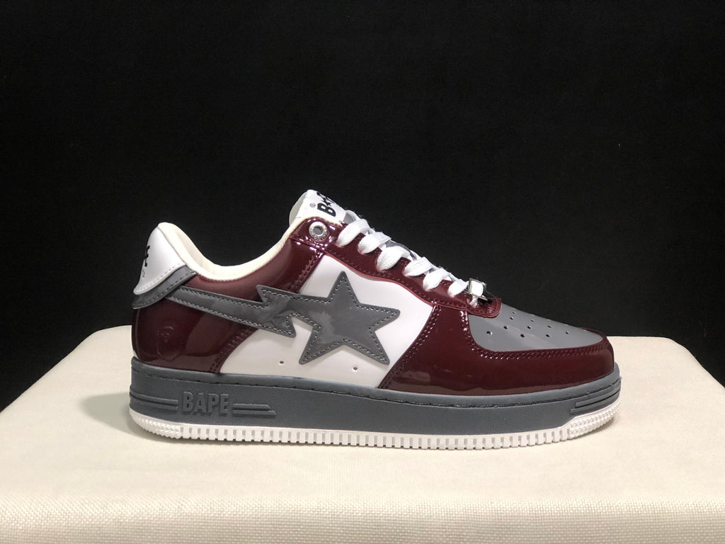 BAPE STA Low-Top Sneakers Burgundy White Gray
