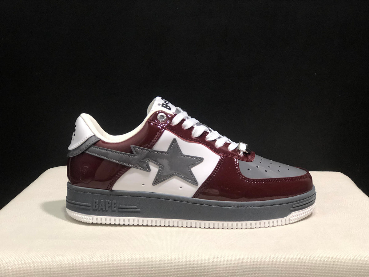 BAPE STA Low-Top Sneakers Burgundy White Gray