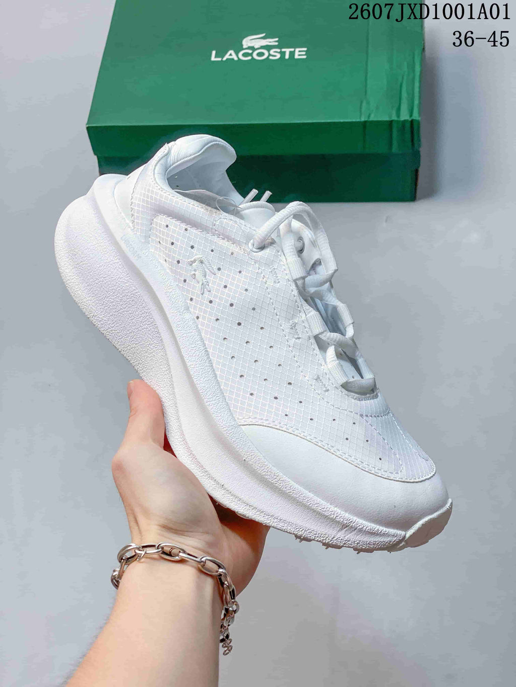 Lacoste JXD1001A01 White Leather Running Sneakers
