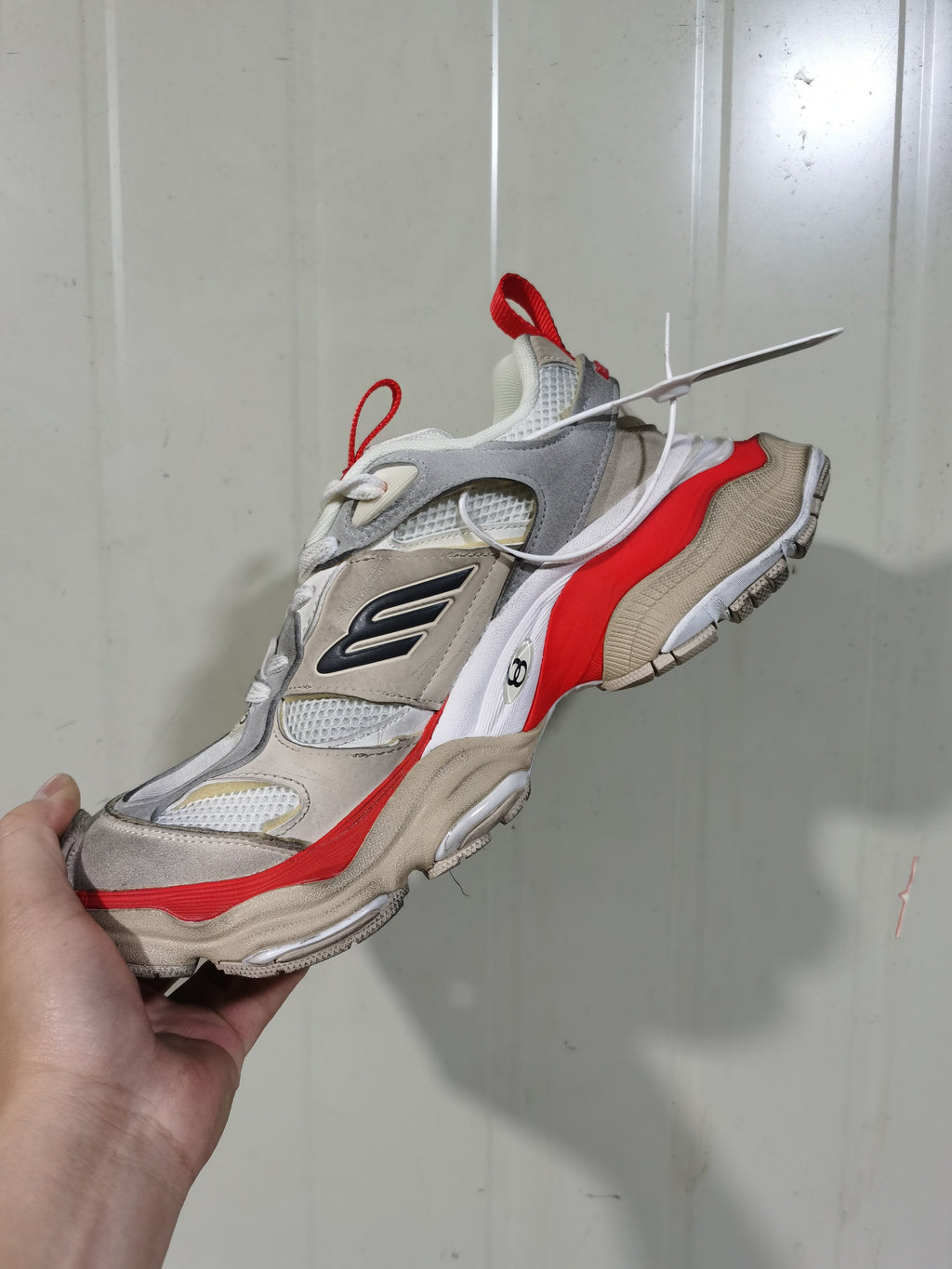 Cargo Suede and Mesh Sneakers Grey Orange