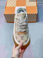 Louis Vuitton Tilted Monogram Low-Top Sneakers, Beige