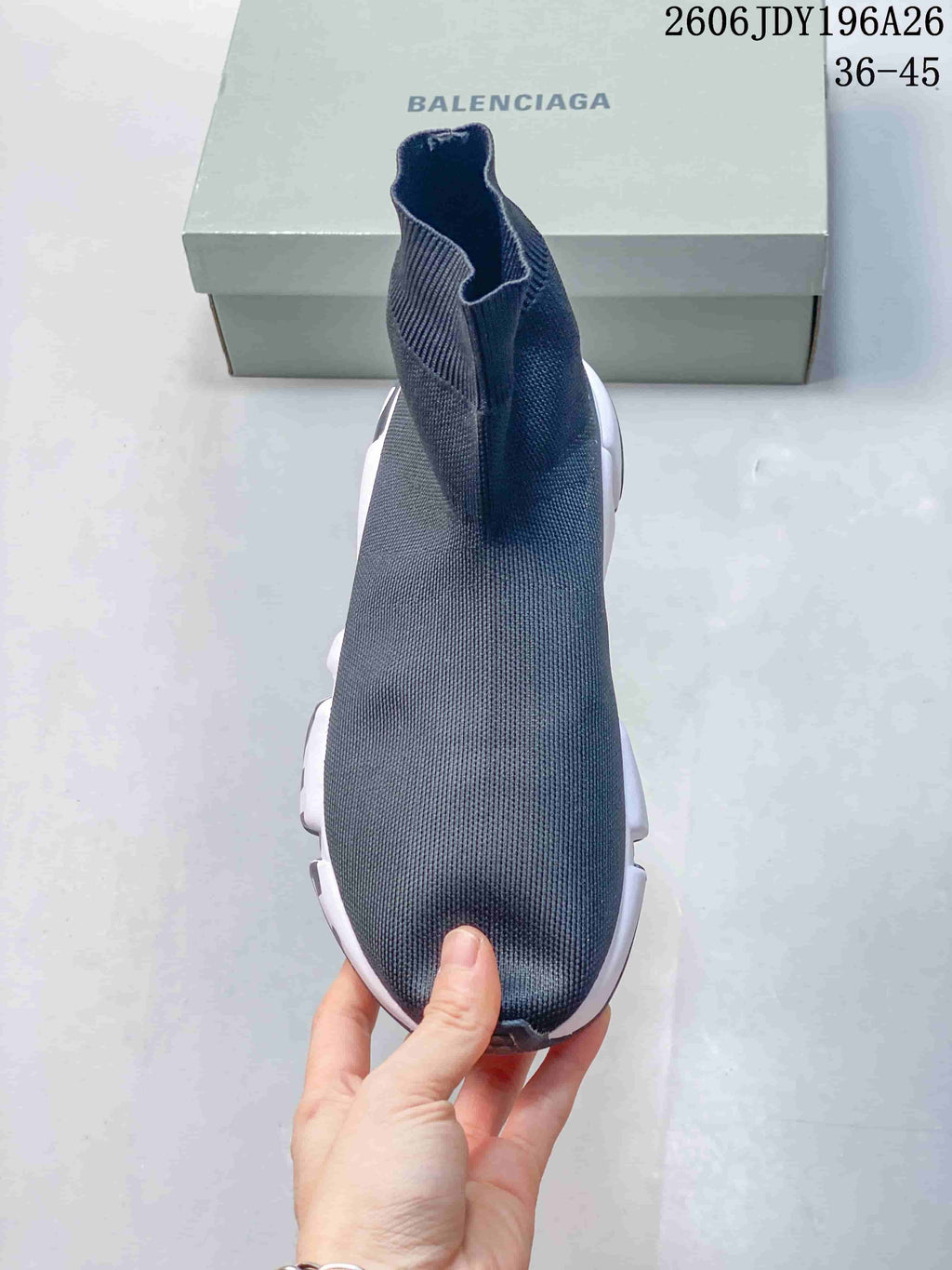 Balenciaga Sock-Style Sneakers Dark Gray 2606JDY196A26