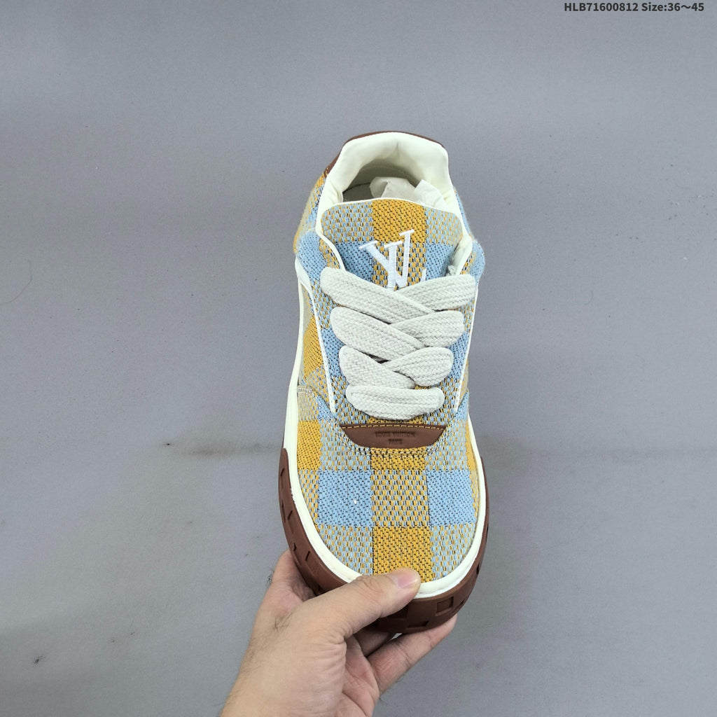 Louis Vuitton Tilted Low Sneakers in Blue and Yellow Check