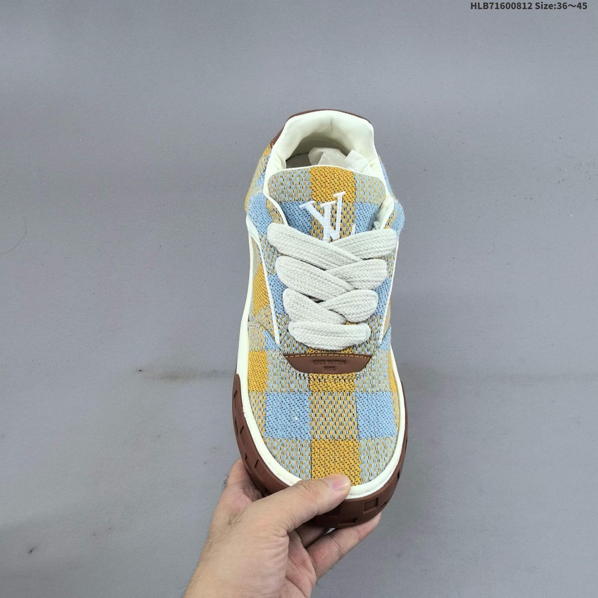 Louis Vuitton Tilted Low Sneakers in Blue and Yellow Check
