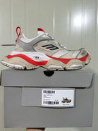 Cargo Suede and Mesh Sneakers Grey Orange