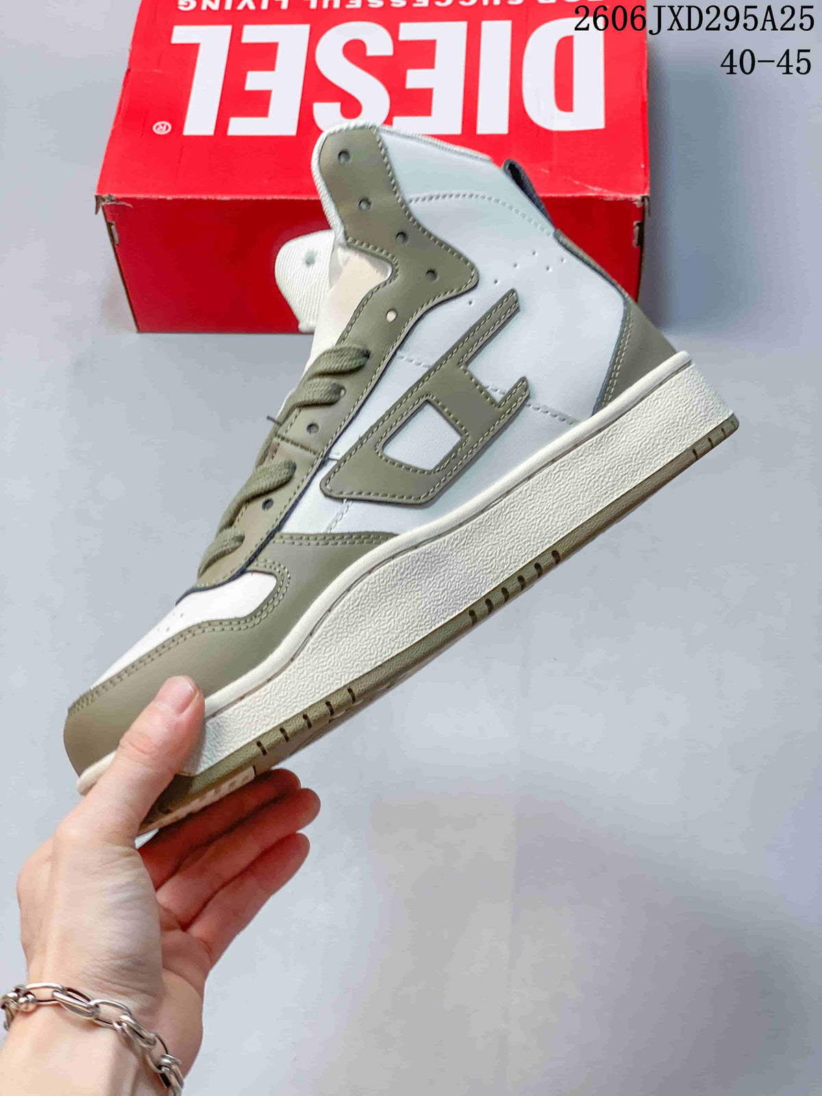 Diesel S-Ukiyo High-Top Sneakers White Khaki Y03363 P5576 H1532