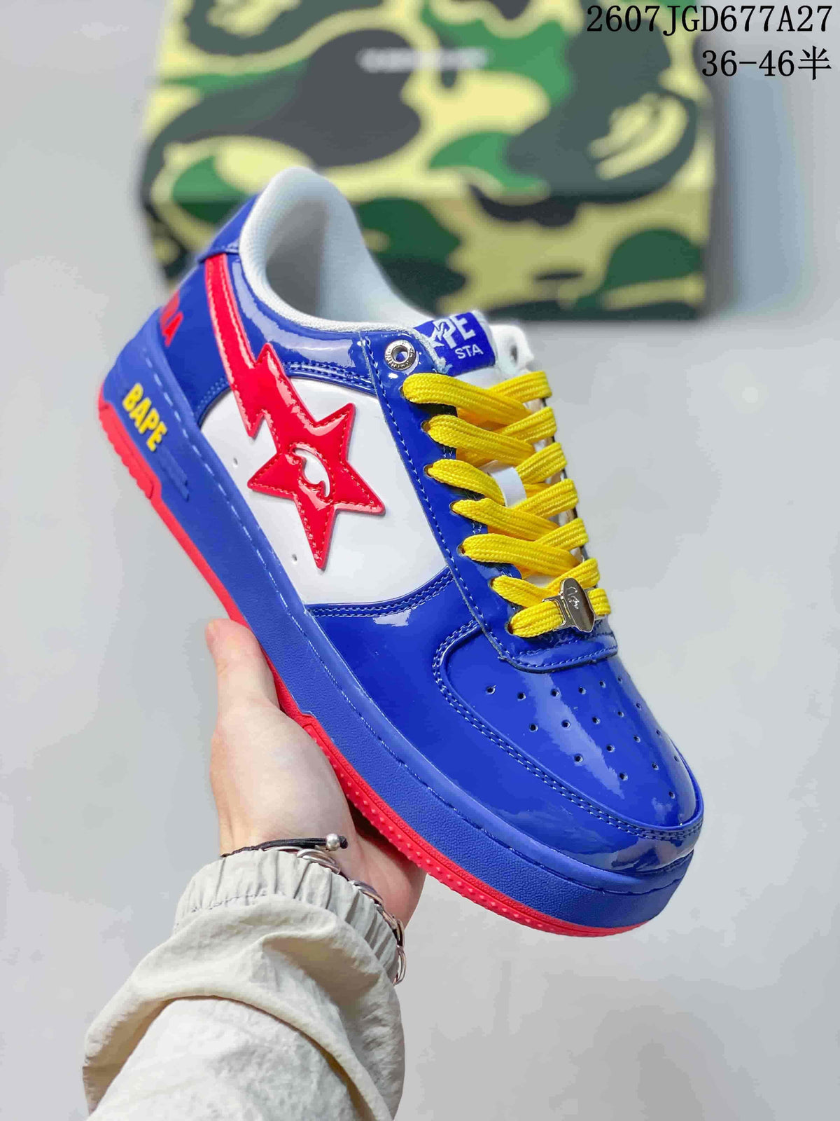 BAPE Star To Low Low-Top Sneakers Blue Red Yellow